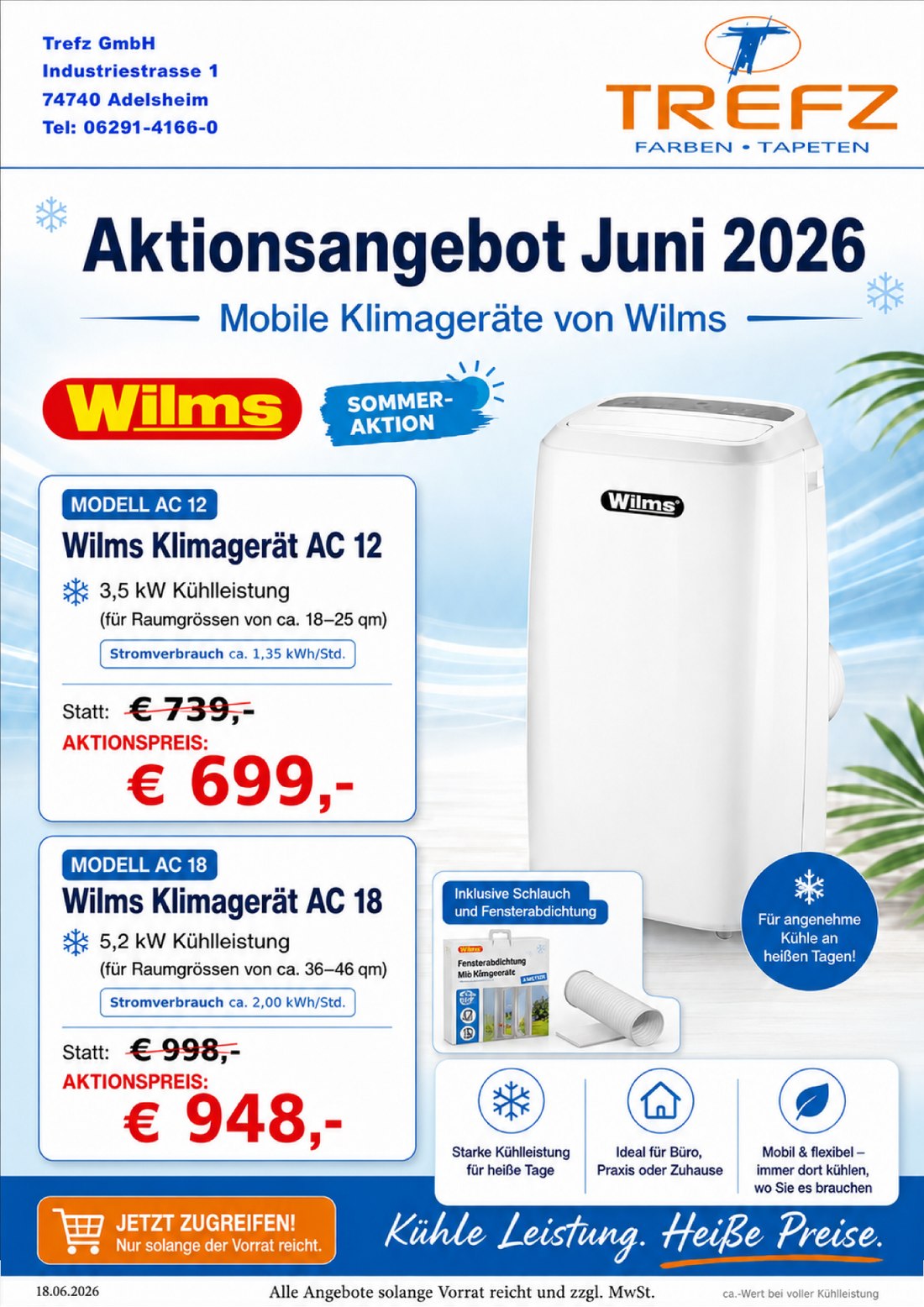 Aktionsprospekt für mobile Klimageräte von Wilms