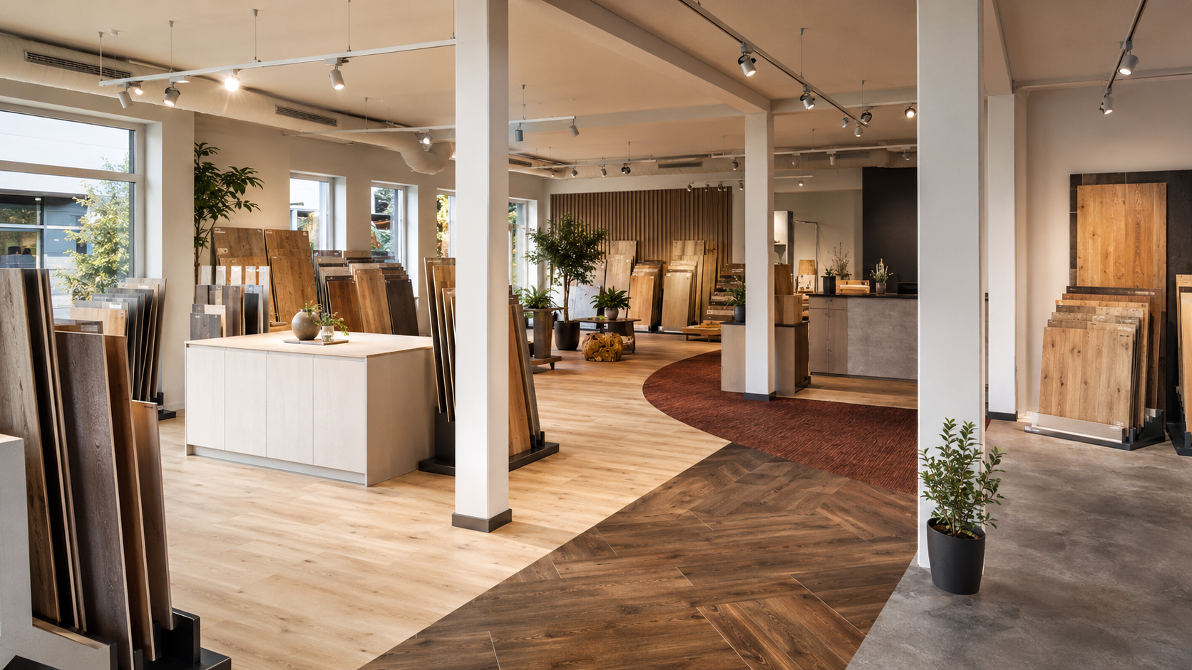 Hochwertige Ausstellung mit einer großen Auswahl an Bodenbelägen