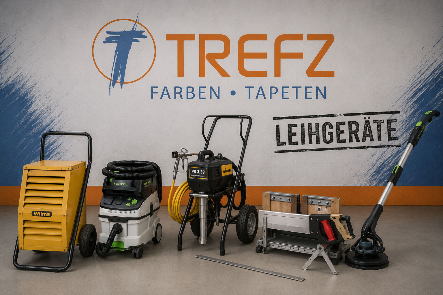 Professionelle Leihgeräte für Malerarbeiten und die Baustelle bei Farben Trefz